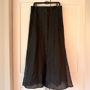 Theory Black Button-Front Maxi Skirt